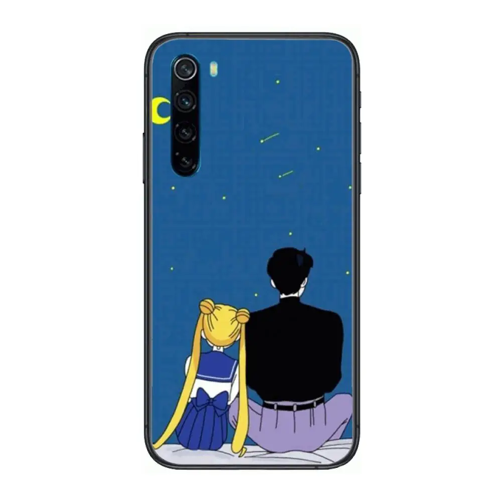 

Sailor Moon cartoon Phone Case For XiaoMi Redmi Note 9S 8 7 6 5 A Pro T Y1 Anime Black Cover Silicone Back Pretty