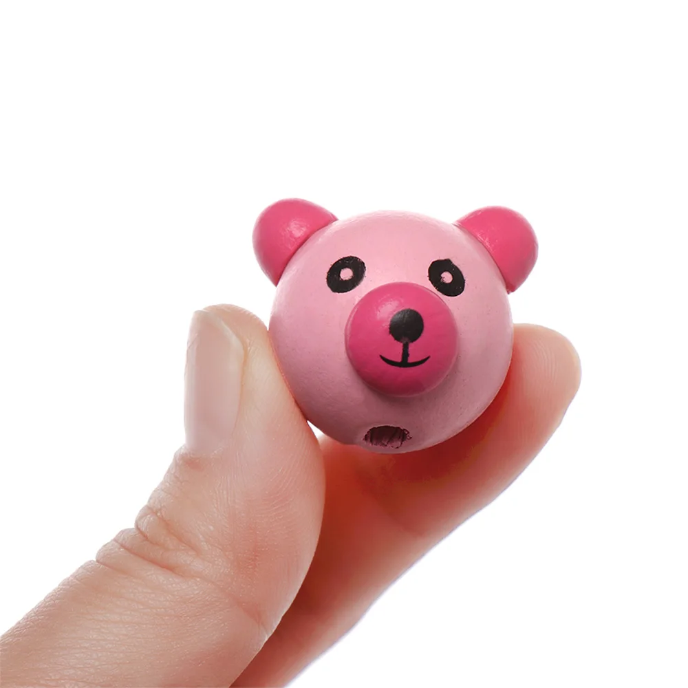 5 шт. Детские объемные бусины в виде мишки из мультфильма деревянные со смайликом