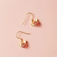 cute mouse earrings hook strawberry crystals anime simple design jewelry wholesale 2022 trend charm korean accessories for women