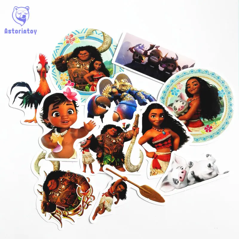 Cubierta de carrito de monopat&iacute;n para nevera, pegatinas impermeables para ruedas, mochilas y mesas, moana, 11 unids/lote-0