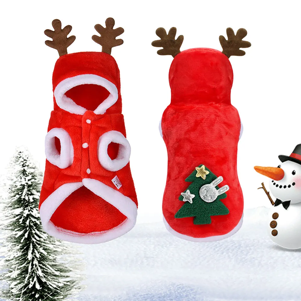 

Christmas Pet Clothes Dog Costume Xmas Deer Headwear Clothes For Pug Chihuahua Pet Cat Clothing Jacket Coat Pets Cat Costume(XL)
