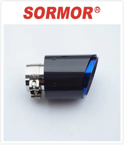 

Автомобильные аксессуары Sormor, универсальные наконечники глушителя из глянцевого углеродного волокна и обожженной нержавеющей стали синег...