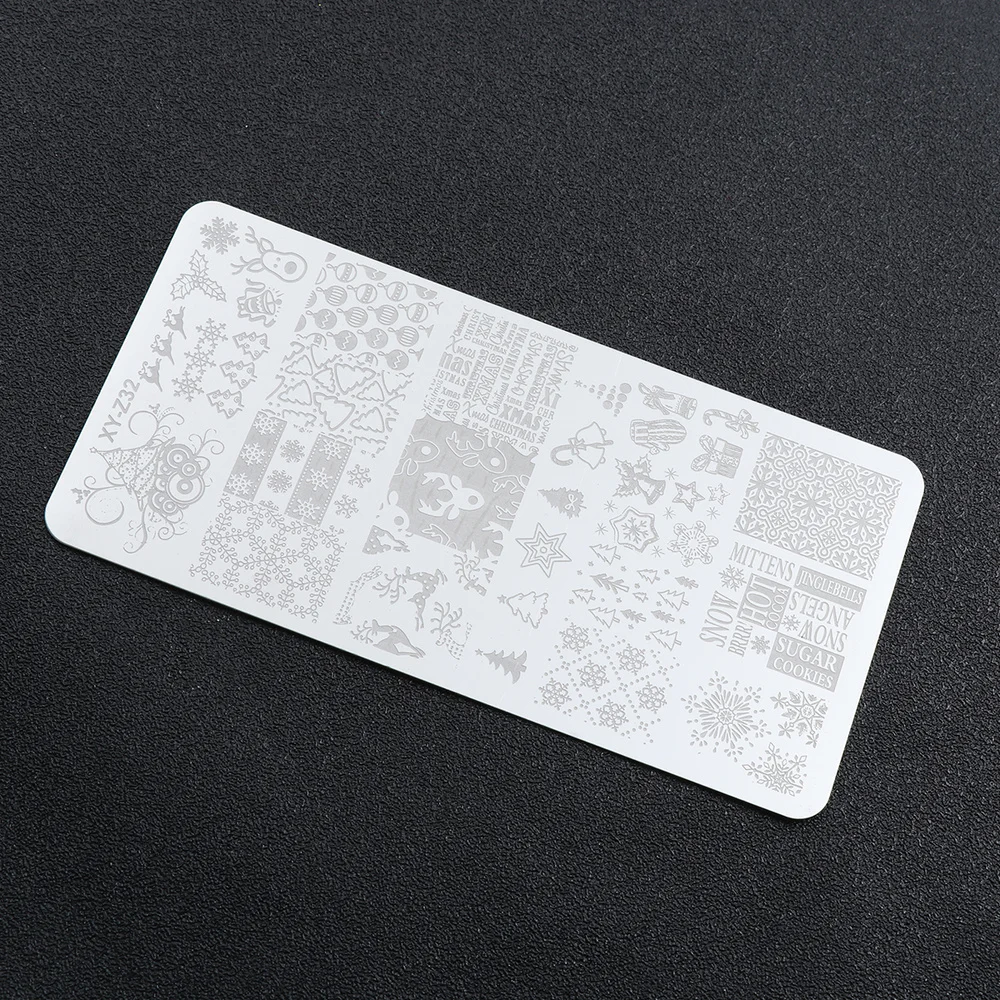 

7pcs Stainless Steel Nail Stamping Stencils DIY Christmas Manicure Nail Art Stamping Plate with Stamper and Scraper