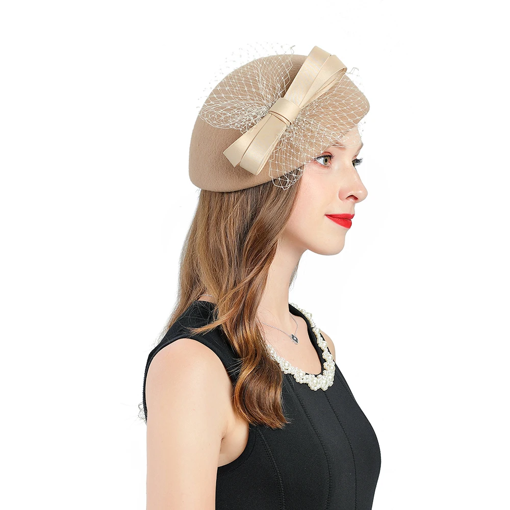 Женские береты шляпки цвета хаки Вуалетка Шерстяная кепка s Женская шляпка с