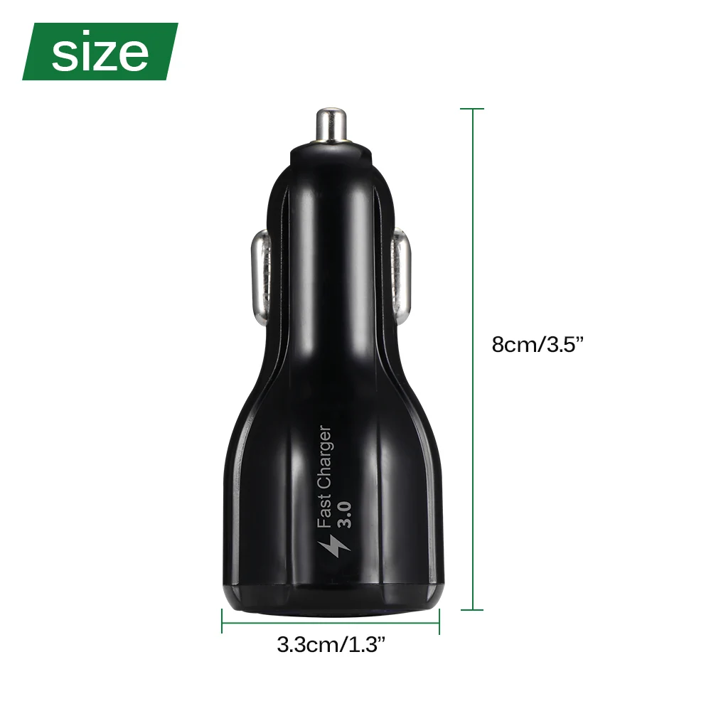 Автомобильное зарядное устройство с двумя USB выходами мощность QC3.0 3 1 А быстрая