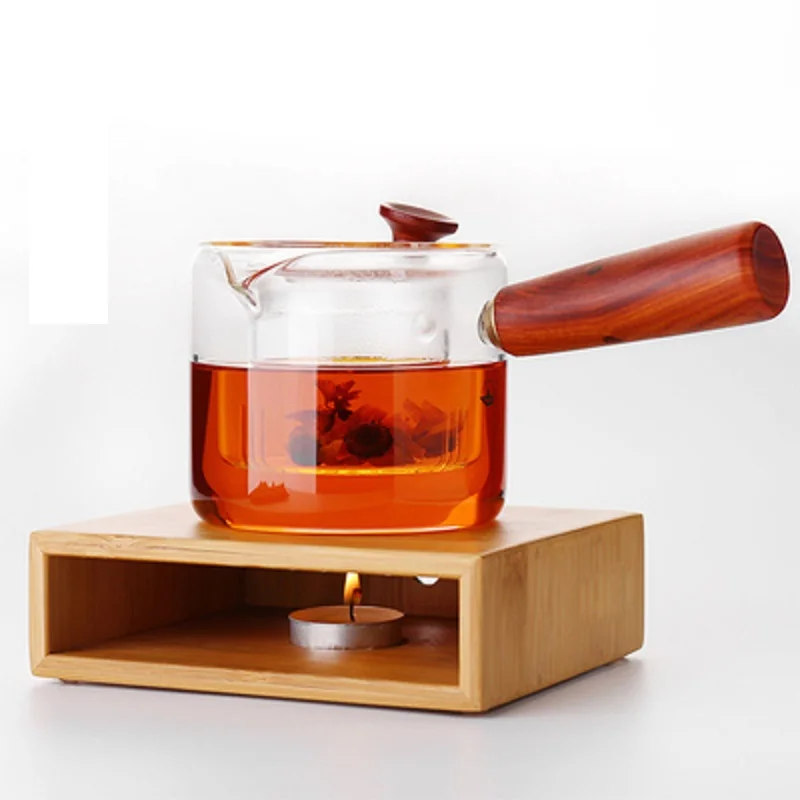 Mini Bamboo Candle Warm Tea Base Teapot Storage Rack Chinese Style Maker Set Stove with Candlestick Holders Accessories | Дом и сад