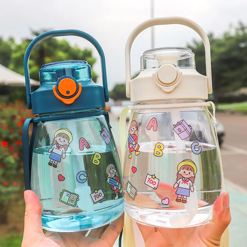 

1300ML Water Bottle with Straw Large Capacity Outdoor Drinking Cup Cute Bottle