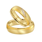 Обручальные кольца для пар, 1 пара, кольца из нержавеющей стали с покрытием из 18-каратного золота с ионовым покрытием для мужчин и женщин, для свадьбы