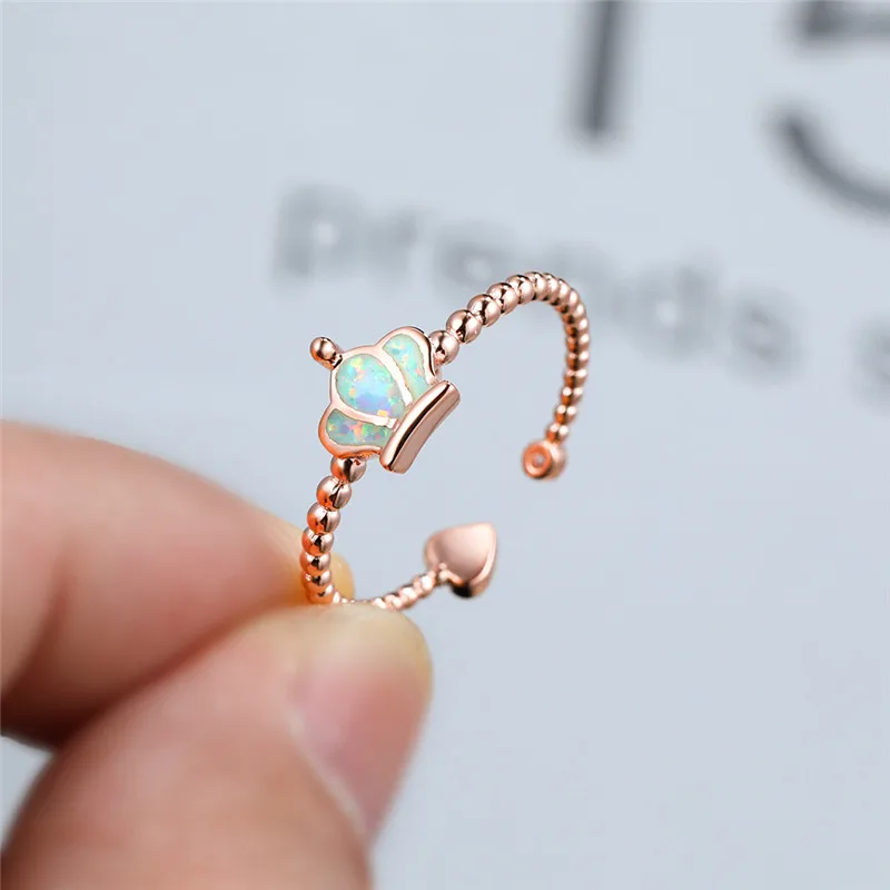 Милые женские обручальные кольца с голубым опалом очаровательные Регулируемые