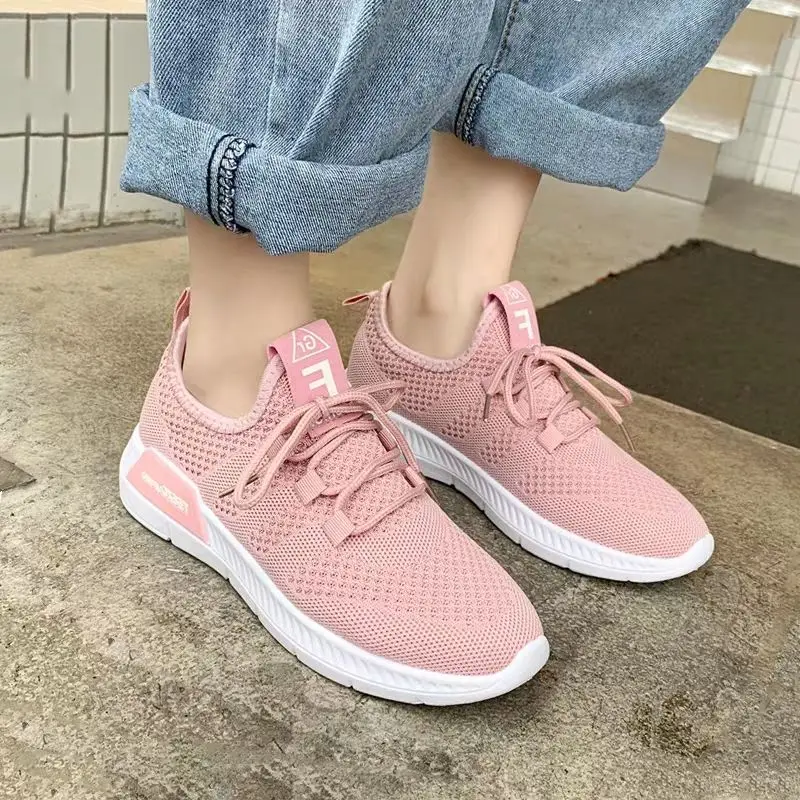 

Maycaur White Shoes Woman Lace Up Mesh Breathable Womens Sneakers Fashion Casual Women Light Soft Flat Shoes for Women Sneakers