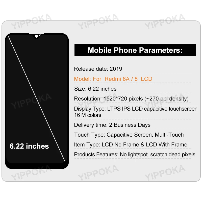 Xiaomi Redmi 8 de pantalla LCD de 6,22 pulgadas para Redmi 8A, piezas de repuesto, M1908C3IC, MZB8255IN, Digitalizador de pantalla t&aacute;ctil-1