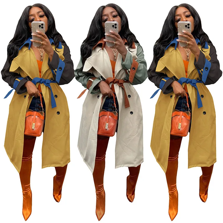 

Женская однобортная куртка-миди с отложным воротником и поясом