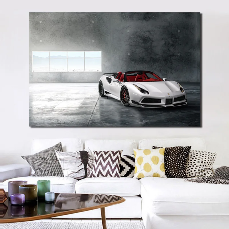 Белая винтажная картина Supercar, настенный постер на холсте и печать, Картина на холсте, декоративная картина для гостиной, аксессуары для дома...