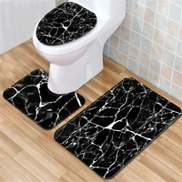 three piece marble toilet set anti slip floor mat door pad bathroom carpet practical home decoration