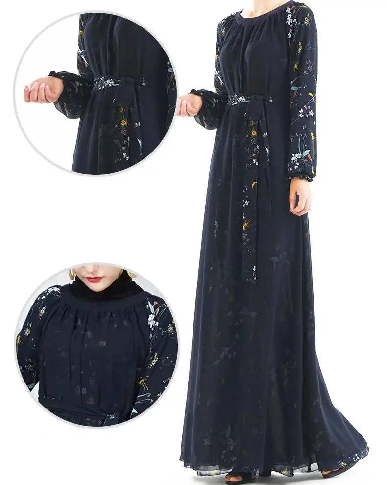 

2021 Ramadan Eid Abaya Dubai Muslim Chiffon Long Dress Two Sides Wear Islam Turkey Robe Moroccan Femme Dresses For Women Kaftan