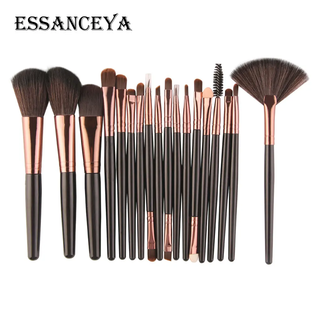 18pcs HK ESSANCEYA Pro 6-18Pcs Cosmetic Makeup Brushes Foundation Eye shadow Eyeliner Fan Make-Up Multipurpose Eye Brushes Cosmetic Tool - Handle Color: 18pcs HK