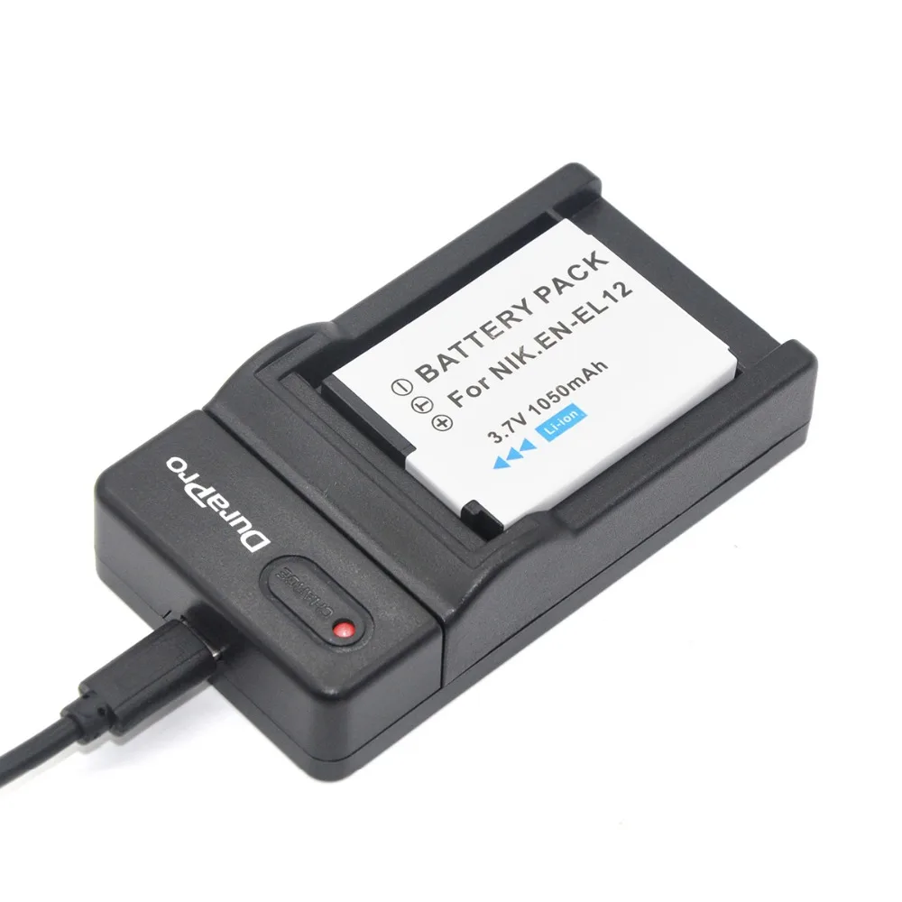 Литий ионный аккумулятор Durapro 1 шт. литий ENEL12 EN EL12 3 7 В 1050 мАч + USB зарядное