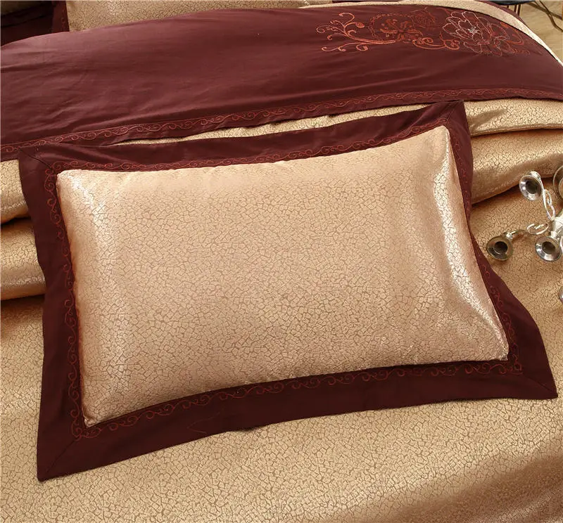 

Luxury Coffee Satin Bedding sets Duvet cover bedsheets set Cotton Bed Sheet Queen King size Bed set parure de lit ropa de cama