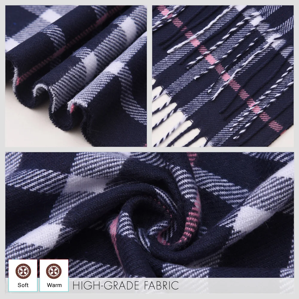 

2020 Plaid Winter Scarf Women Warm Foulard Solid Scarves Fashion Casual Scarfs Cashmere Bufandas Hombre