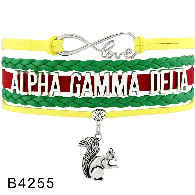 B4255 Колледж Fratority AKA DST GPhiD зет ADPi AGS ZTA Альфа Omicron Pi AGK Чи Омега Tri Delta Sigma Kappaa Phi Mu Гам Браслеты - Окраска металла: B4255