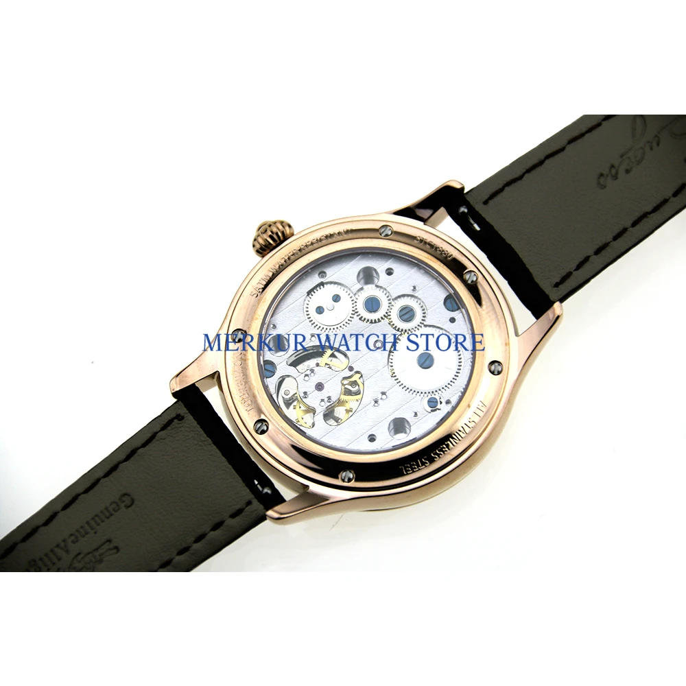 Часы мужские летающие механические с позолоченным черным циферблатом|Мужские