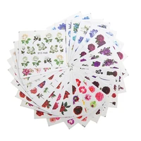 24pcsset women 3d nail art sticker water transfer stickers flower decals watermark tips for nail decorating