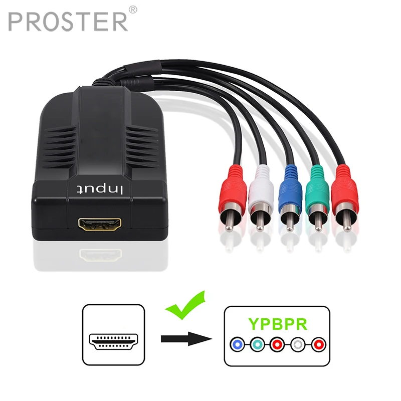 HDMI совместим с конвертер YPbPr до 1080P Компонентный видео мужской 5RCA преобразователь
