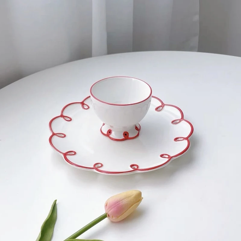 Креативная вырезанная керамическая тарелка кофейная чашка десертная посуда