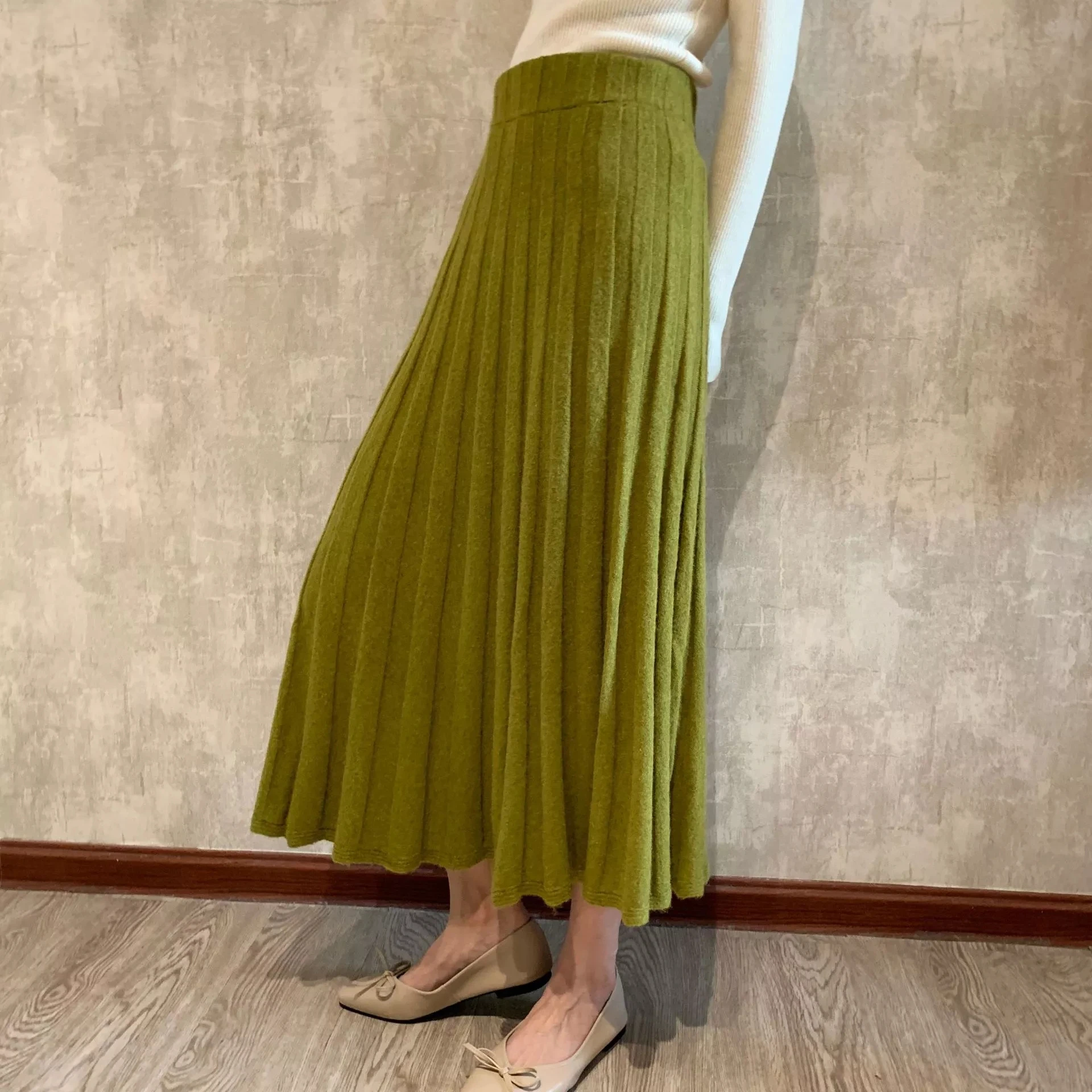 Осенне-зимняя Толстая вязаная мусульманская плиссированная абайя модная юбка Jupe