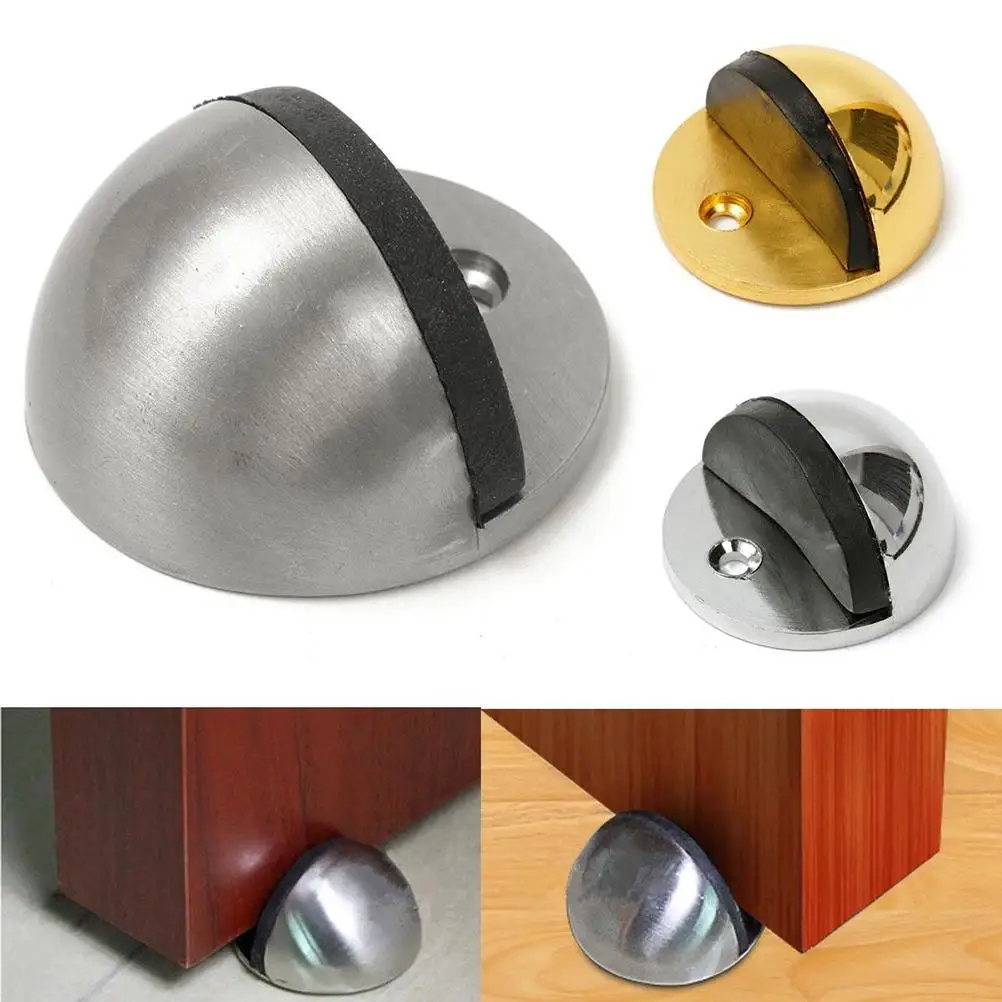 

1PCS High Quality 43mm Dia Casting Floor-mounted Door Stops APS Zinc alloy Satin Chrome Half Moon Door Stopper Wood Door Holder