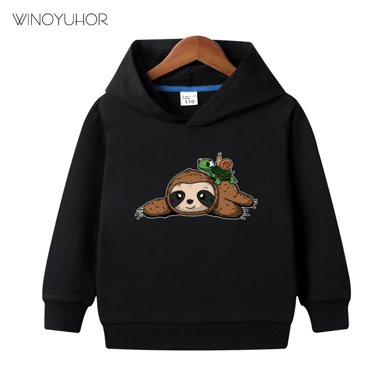 Sudaderas con capucha para ni&ntilde;os y ni&ntilde;as, jerseys divertidos de corredores de marat&oacute;n, regalo de perezoso, Tortuga, Caracol, Tops de algod&oacute;n con Humor de dibujos animados, novedad de oto&ntilde;o-1