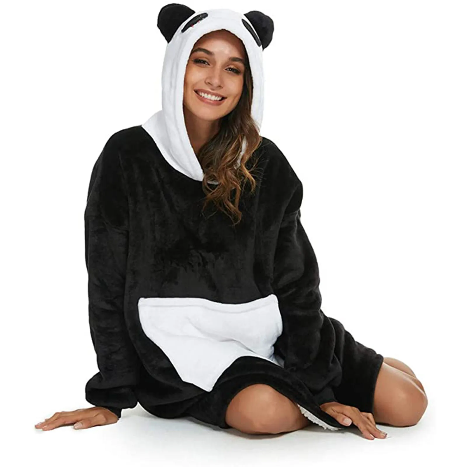 

Unisex Hoodie Cute Panda Hooded Oversized Long Sleeve Sweatshirt Pocket Wearable Sweatshirts Tracksuit Couple Valentine Gifts c5