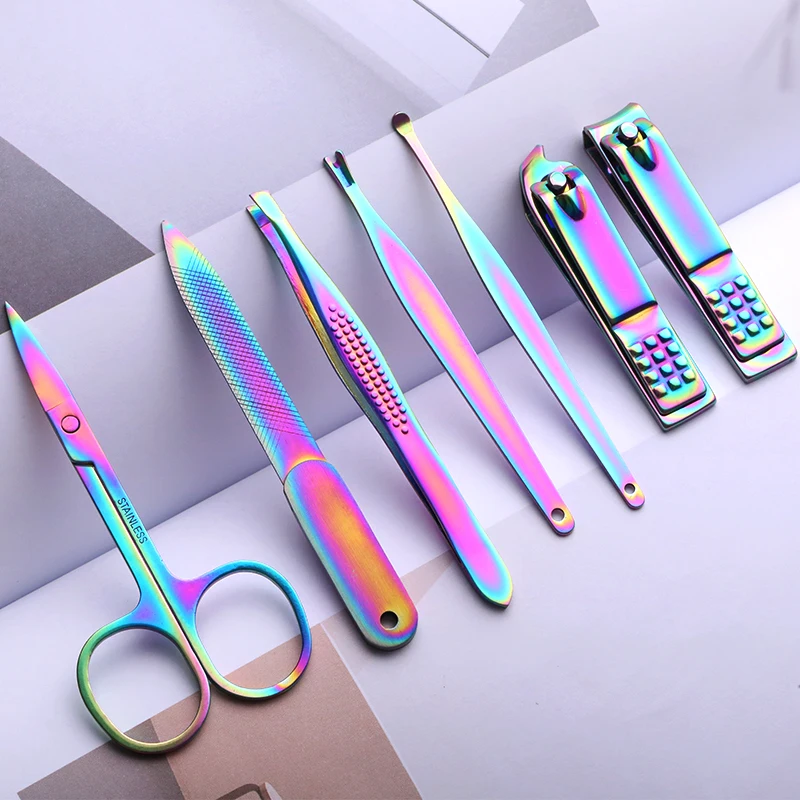 7 шт./компл. кусачки для ногтей из нержавеющей стали кутикулы толкатель набор