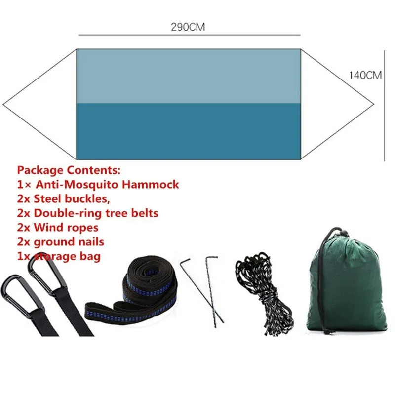 

290x140cm Automatic Quick-Open Anti-Mosquito Hammock Outdoor Single Double Hammock with Mosquito Net Outdoor Recreation Hammock