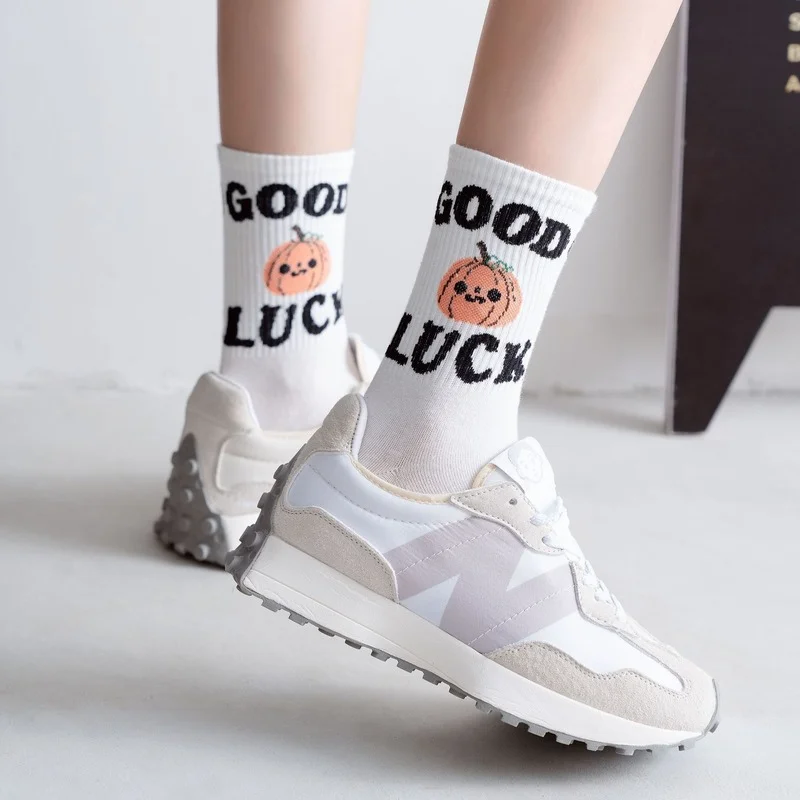 

Дышащие хлопковые спортивные носки, женские повседневные Модные женские гольфы, уличная одежда в стиле Харадзюку, длинные носки в стиле хип...