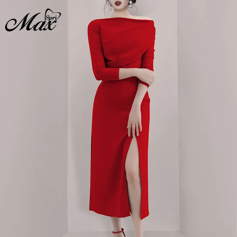 Женский комплект из 2 предметов Max Spri облегающий офисный костюм с разрезом и