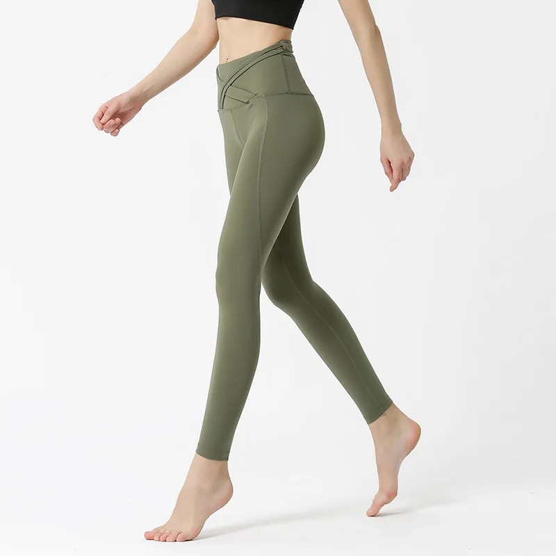 

Womon Front Cross High Waist Workout Leggings Summer High Elasticity Push Up Black Leggings Breathable Grey Gym Fitness Leggings