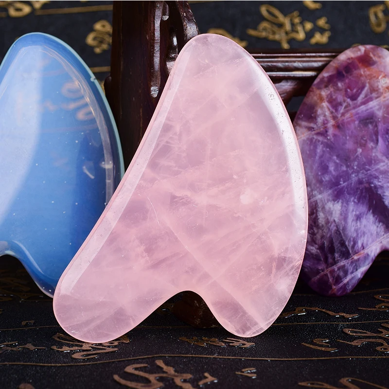 Натуральный кристалл Gua sha энергетический камень несколько материалов скребок доска кровообращение гуаша массаж гуашь лицо скребок для кузова