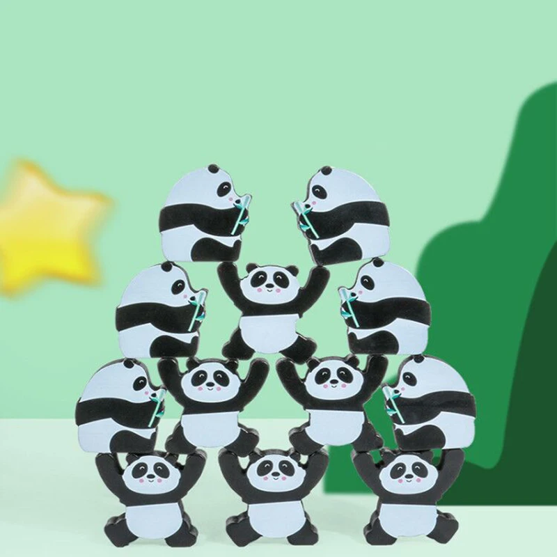 Милая панда складные блоки деревянная балансирующая игра игрушка для детей