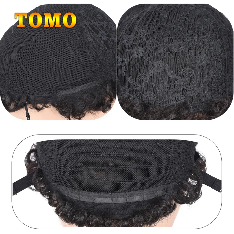 

Tomo 95% Human hair Short Kinky Curly Wig Pixie Cut Short Bouncy Curly Afro Wigs High Density for Black Women