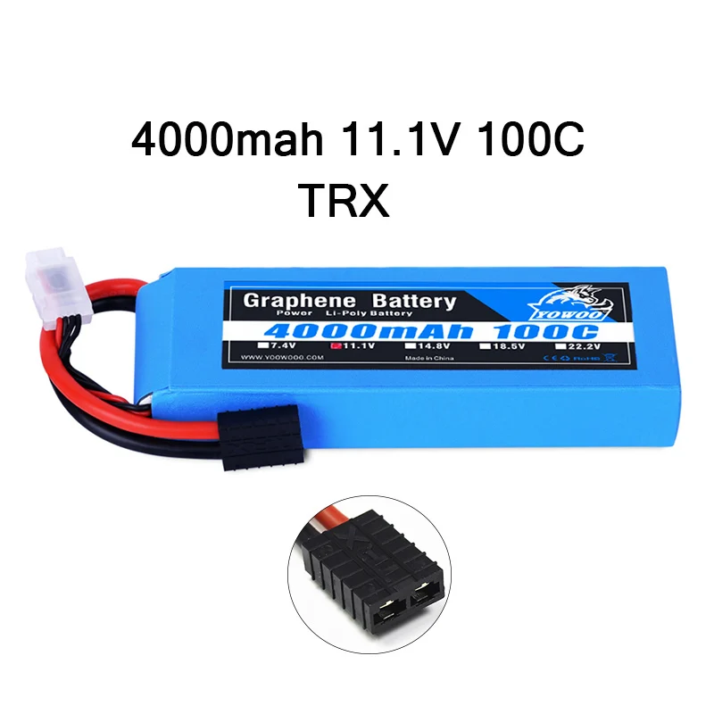 3S 4000mah 100C TRX Радиоуправляемая графеновая батарея Lipo 2S 7,4 V 3S 11,1 V 4S 14,8 5S 18,5 V 6S 22,2 V 3000mah 3300mah 4000mah 5000mah 6000mah 6500mah для радиоуправляемого автомобиля - Цвет: 3S 4000mah 100C TRX