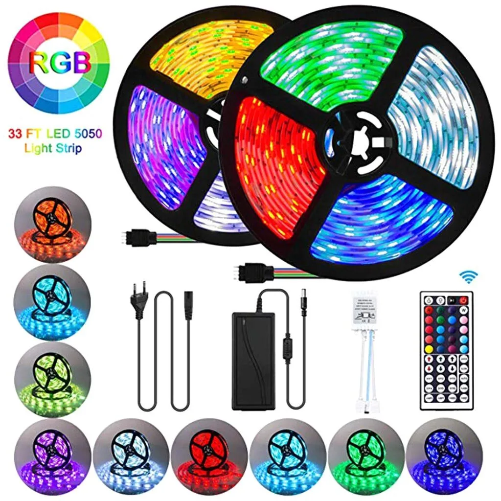 Водонепроницаемые светодиодные ленты 10 м 300 LED 5050 RGB SMD разноцветные светильник с