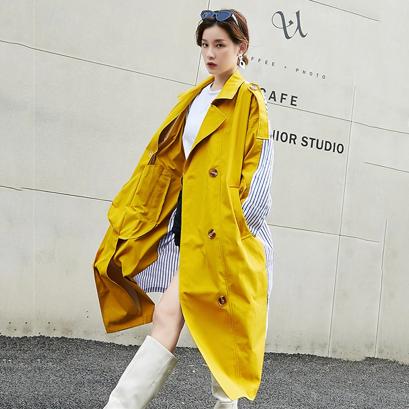 Осень 2021 Женский Длинный плащ британский стиль винтажное длинное пальто