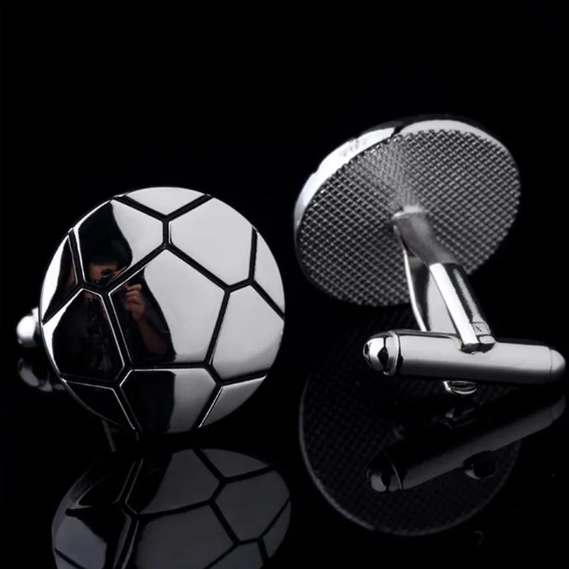 Серебряные запонки для мужчин модные серебристые Цвет футбольный мяч круглый