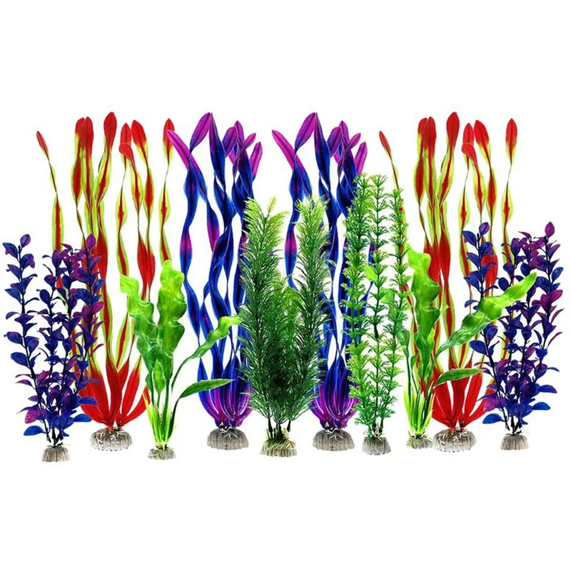 

Набор из 10 пластиковых искусственных водных растений для украшения аквариума, разные цвета