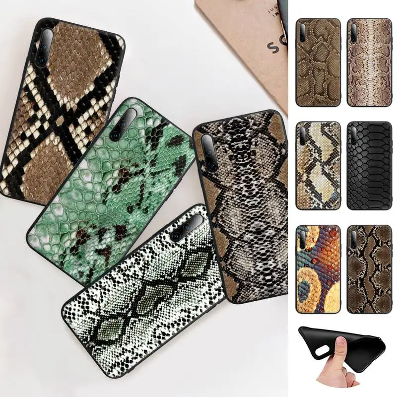 

Snake Skin Black Silicone Cell Phone Cover Case For Honor 7A Pro 7C 10i 8A 8X 8S 8 9 10 20 Lite
