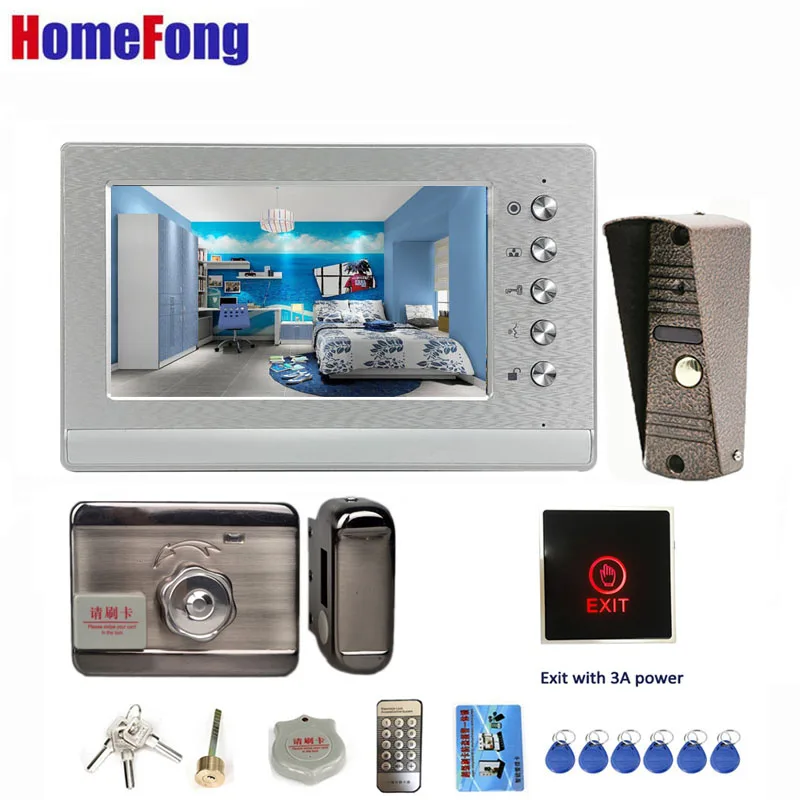 Homefong Video Intercom with Electric Lock for Home 800TVL Doorbell Camera Wired System Unlock Rainproof Day Night Vision
