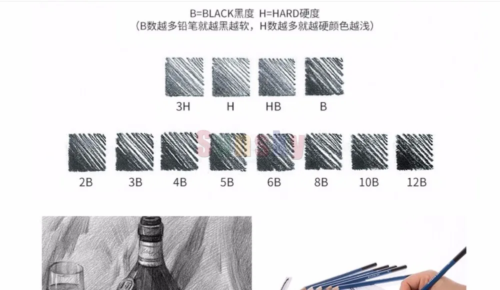 Набор карандашей для скетчей 33 шт./компл. деревянная ручка древесная Мягкая