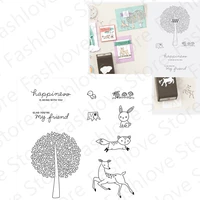 friends of the forest metal cutting dies and clear stamps for diy scrapbooking card album photo making crafts stencil 2022 new