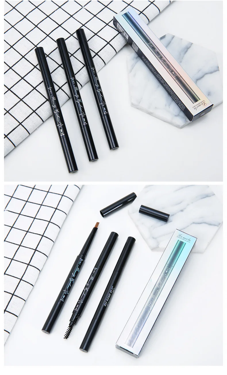 Карандаш для бровей с двойной головкой водостойкий и устойчивый к поту